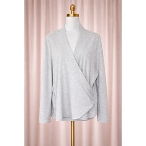 Athleta Light Gray Soft Modal Knit Surplice Neck Wrap Cardigan Sweater Size 1X